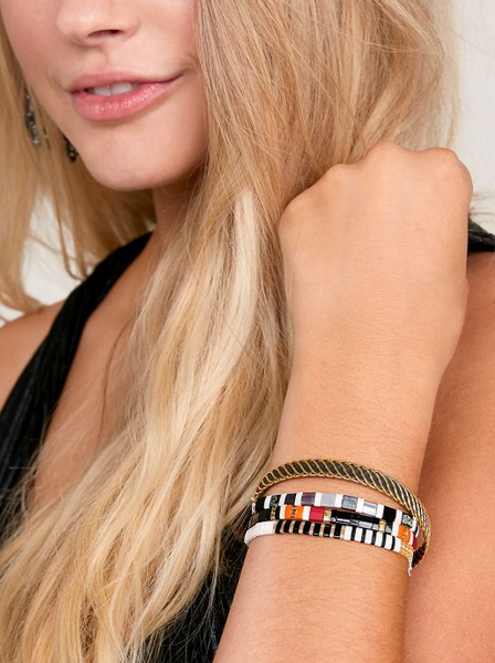 bracelet - Zenzii Striped Beaded Stretch Bracelet - Girl Intuitive - Zenzii -
