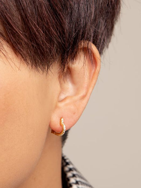 earrings - Zenzii Huggie Crystal Heart Hoop Earrings - Girl Intuitive - Zenzii -