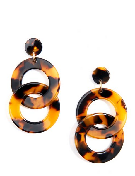 earrings - Zenzii Tortoise Chain Drop Earrings - Girl Intuitive - Zenzii - 2" / Brown