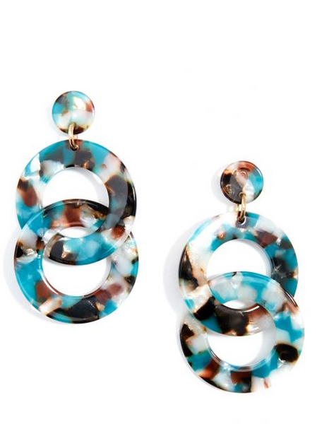 earrings - Zenzii Tortoise Chain Drop Earrings - Girl Intuitive - Zenzii - 2" / Teal