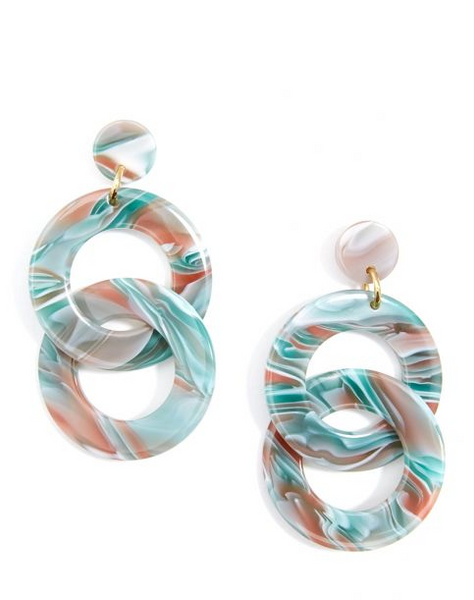earrings - Zenzii Tortoise Chain Drop Earrings - Girl Intuitive - Zenzii - 2" / Turquoise