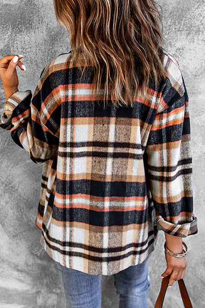 Jacket - Plaid Button Front Shirt Jacket with Breast Pockets - Girl Intuitive - Trendsi -