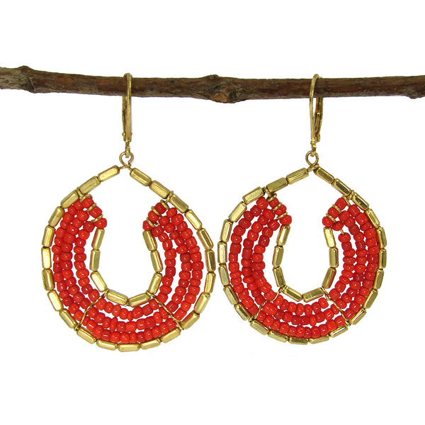 earrings - Byzantine Beaded Earrings - Tangerine - Girl Intuitive - WorldFinds -