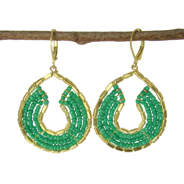 earrings - Byzantine Beaded Earrings - Teal - Girl Intuitive - WorldFinds -