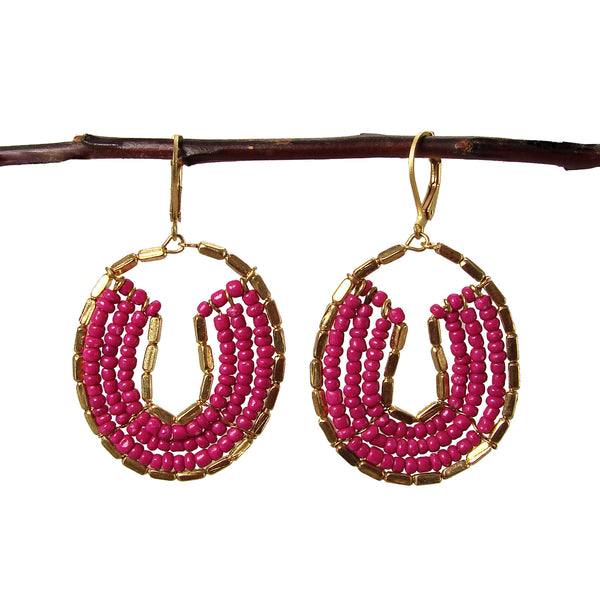 earrings - Byzantine Beaded Earrings - Burgundy - Girl Intuitive - WorldFinds -