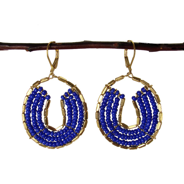 earrings - Byzantine Beaded Earrings - Cobalt Blue - Girl Intuitive - WorldFinds -