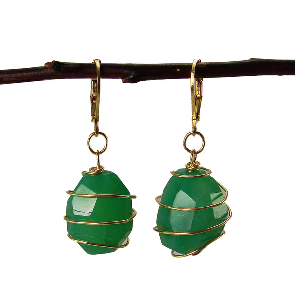 earrings - Ava Agate Wrap Earrings - Emerald - Girl Intuitive - WorldFinds -