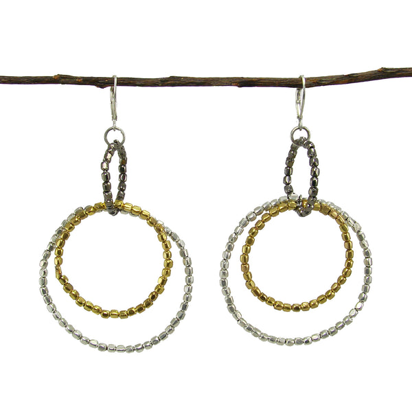 earrings - Metallic Trio Hoops - Girl Intuitive - WorldFinds -