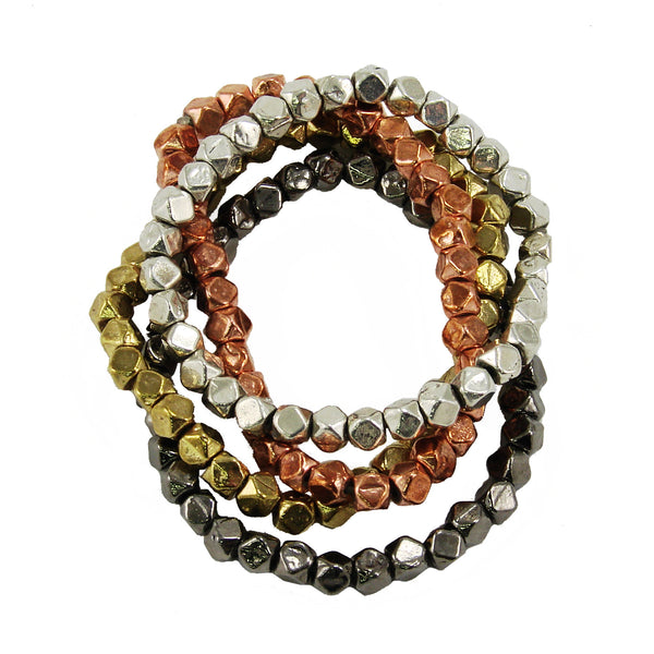 bracelet - Metallic Layering Beaded Bracelet - Girl Intuitive - WorldFinds -