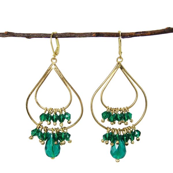 earrings - Tallulah Teardrop Chandeliers - Teal - Girl Intuitive - WorldFinds -