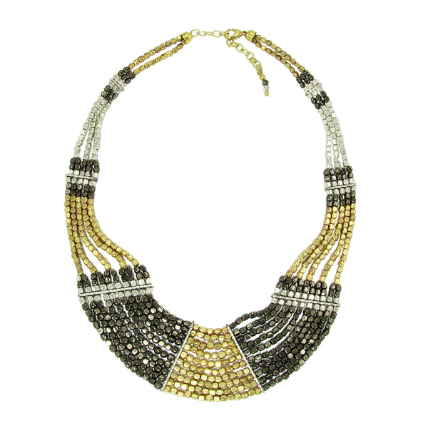 Necklace - Athena Mixed Metal Bib Necklace - Girl Intuitive - WorldFinds -