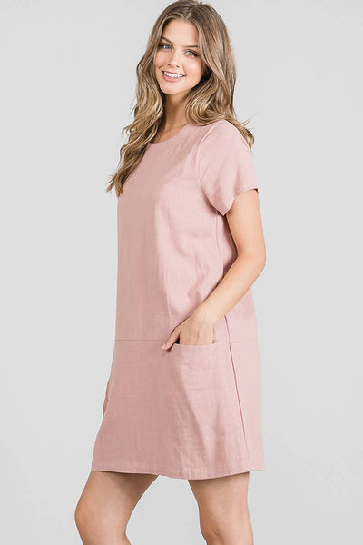 Dresses - Allie Rose Linen Shift Dress with Pockets in Natural - Girl Intuitive - Allie Rose -