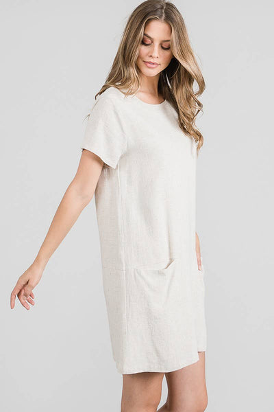 Dresses - Allie Rose Linen Shift Dress with Pockets in Natural - Girl Intuitive - Allie Rose -