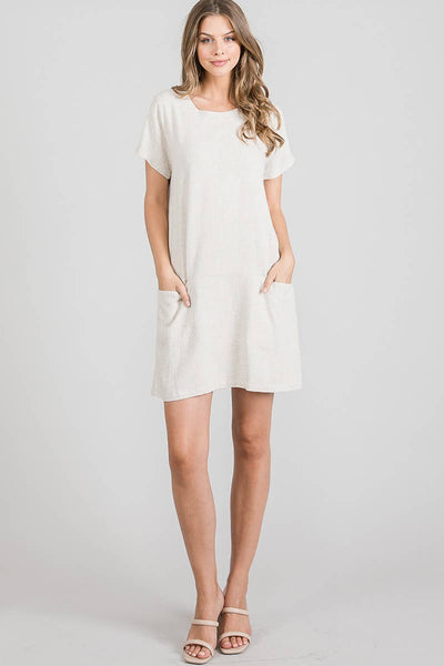 Dresses - Allie Rose Linen Shift Dress with Pockets in Natural - Girl Intuitive - Allie Rose -