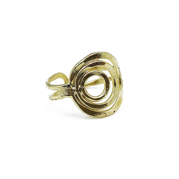 Ring - Anju Gold Plated Three Layered Circles Adjustable Ring - Girl Intuitive - Anju Jewelry -
