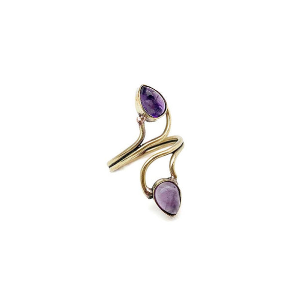 Ring - Anju Double Amethyst Adjustable Ring - Girl Intuitive - Anju Jewelry - Gold-plated