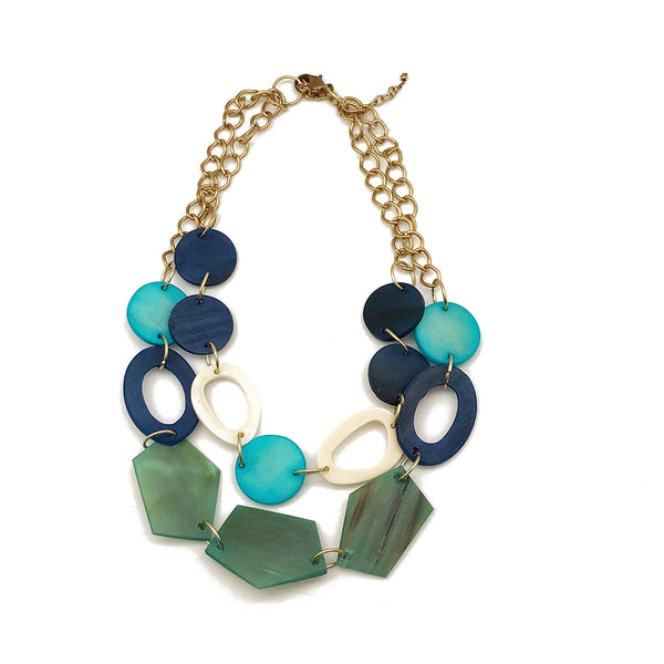 Necklace - Anju Omala Azure Coast Collection Geometric Bib Necklace - Girl Intuitive - Anju Jewelry -