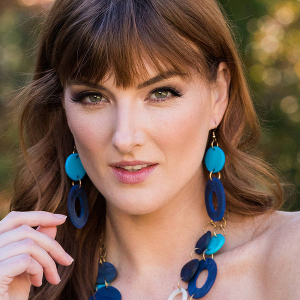 earrings - Anju Omala Azure Coast Collection Disc and Oval Beads Earrings - Girl Intuitive - Anju Jewelry -