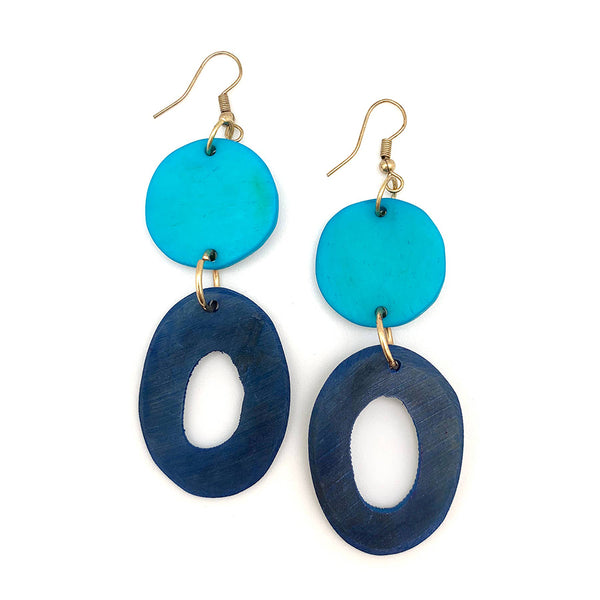 earrings - Anju Omala Azure Coast Collection Disc and Oval Beads Earrings - Girl Intuitive - Anju Jewelry -