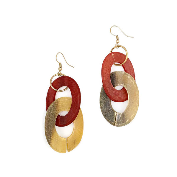 earrings - Anju Omala Bold & Brash Collection Two Horn Links Earrings - Girl Intuitive - Anju Jewelry -
