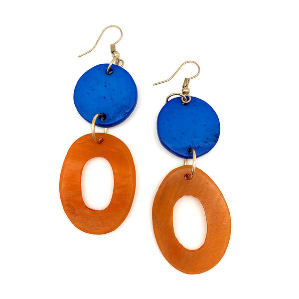 earrings - Anju Omala Rainbow Collection Disc and Oval Beads Earrings - Girl Intuitive - Anju Jewelry -