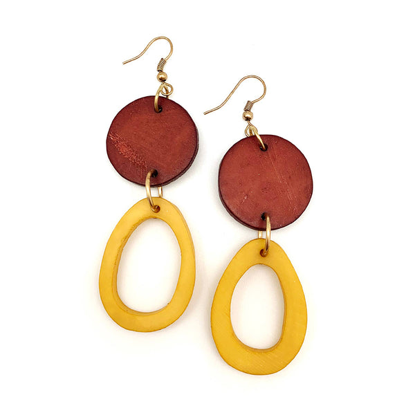earrings - Anju Omala Rainbow Collection Earrings Disc and Oval Beads - Girl Intuitive - Anju Jewelry -