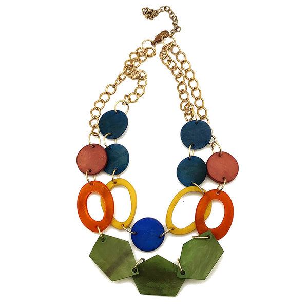 Necklace - Anju Omala Rainbow Collection Geometric Bib Necklace - Girl Intuitive - Anju Jewelry -