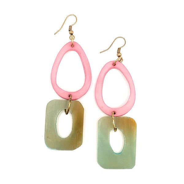 earrings - Anju Omala Pleasing Pastels Collection Hoop and Rectangle Earrings - Girl Intuitive - Anju Jewelry -