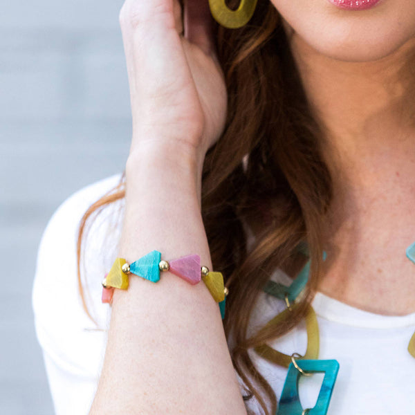 bracelet - Anju Omala Pleasing Pastels Collection Elastic Bracelet - Girl Intuitive - Anju Jewelry -