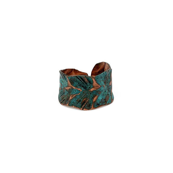 Ring - Anju Copper Patina Ring in Teal Wrapped Leaf - Girl Intuitive - Anju Jewelry -