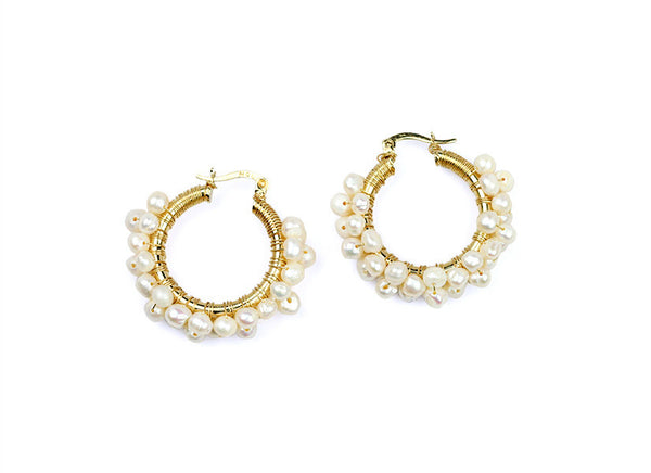 earrings - Wired Pearls Hoops - Girl Intuitive - Goia -