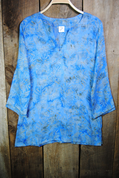 Tunic - Batik Tunic in Blue Palms - Girl Intuitive - Nusantara -