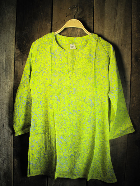 Tunic - Batik Tunic in Bright Lime - Girl Intuitive - Nusantara -