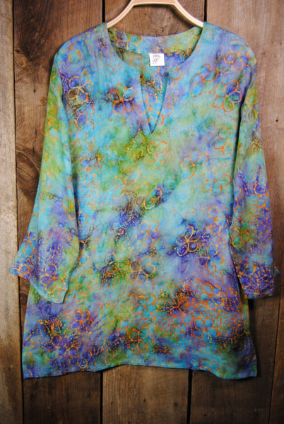 Tunic - Batik Tunic Top Tie Dye Floral - Girl Intuitive - Nusantara -