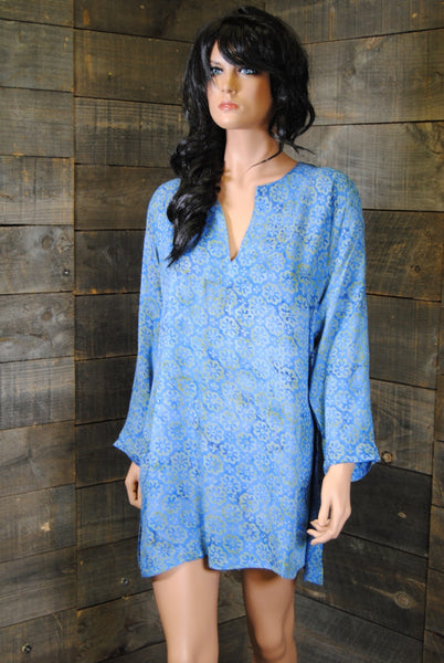 Tunic - Batik Tunics Floret in Blue - Girl Intuitive - Nusantara -