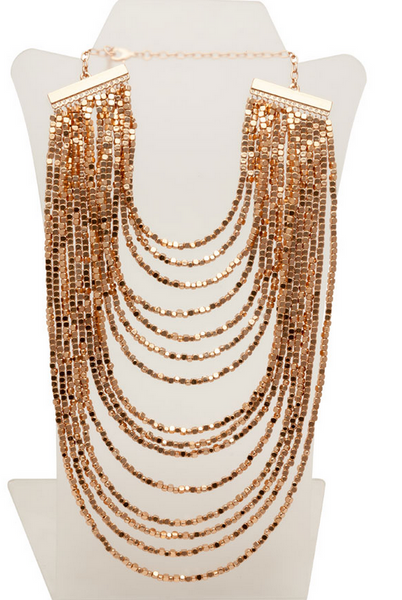 Necklace - Karine Sultan Layered Bib Statement Necklace - Girl Intuitive - Karine Sultan - Rose Gold