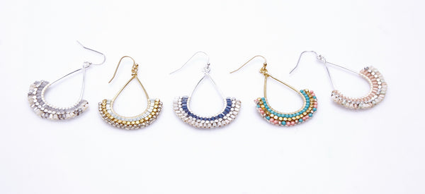 earrings - Beaded Fan Teardrop Earrings - Girl Intuitive - Nakamol -