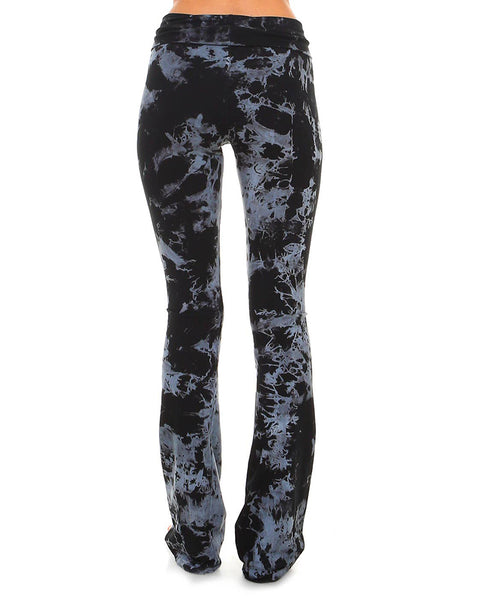 Leggings - Black Crystal Marble Tie-Dye Fold-Over Yoga Pants - Girl Intuitive - Urban X -