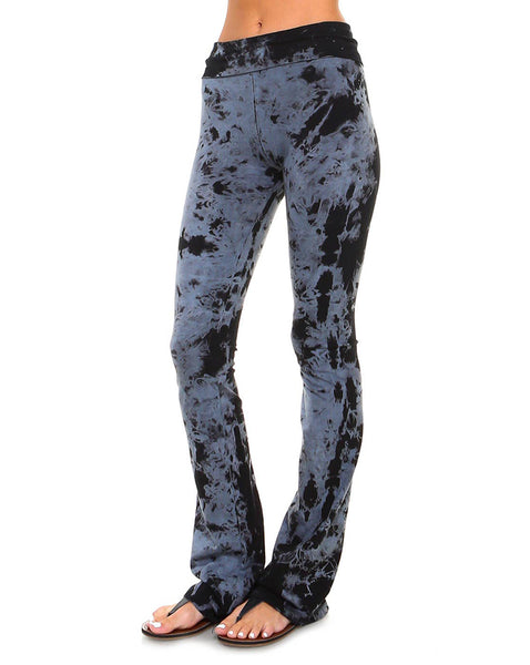 Leggings - Black Crystal Marble Tie-Dye Fold-Over Yoga Pants - Girl Intuitive - Urban X -