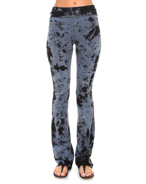Leggings - Black Crystal Marble Tie-Dye Fold-Over Yoga Pants - Girl Intuitive - Urban X -