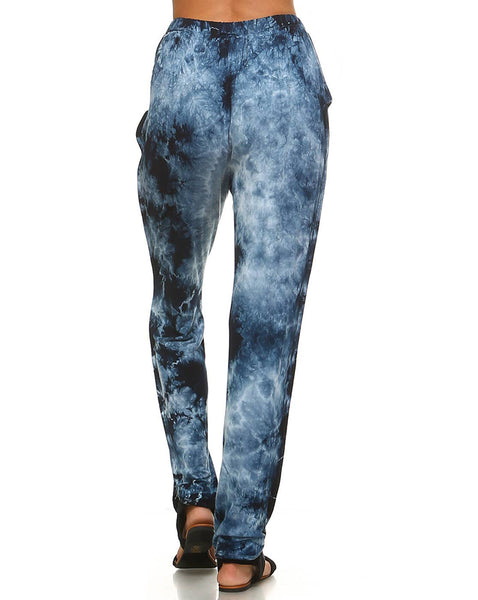 Pants - Blue Cloud Tie Dye Lounge Pants with Inverted Seam Stitch - Girl Intuitive - Urban X -