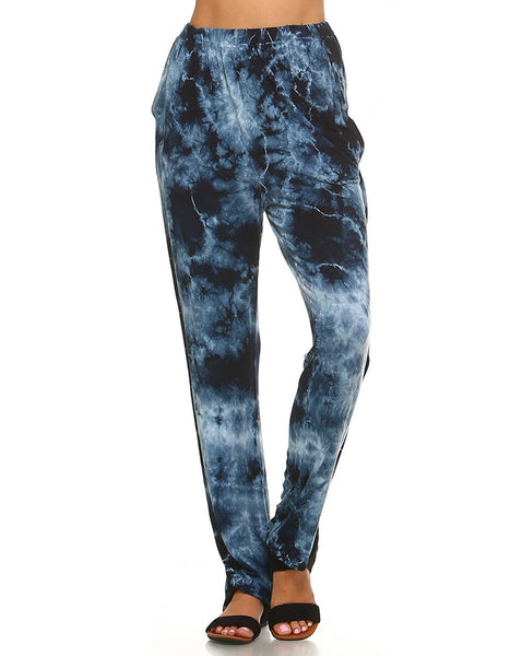 Pants - Blue Cloud Tie Dye Lounge Pants with Inverted Seam Stitch - Girl Intuitive - Urban X -