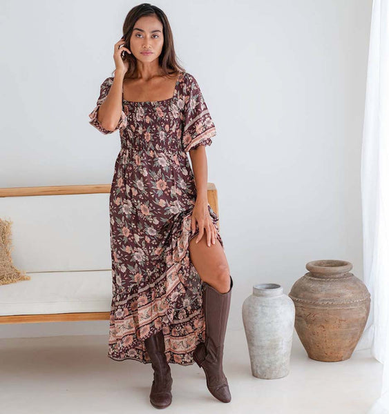 Dresses - Bohemian Adeline Dress in Mocha - Girl Intuitive - The Fox and The Mermaid -