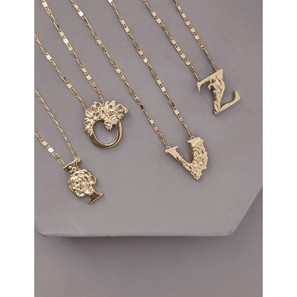 Necklace - Botanical Initial Necklace - Girl Intuitive - Nuance Jewelry -