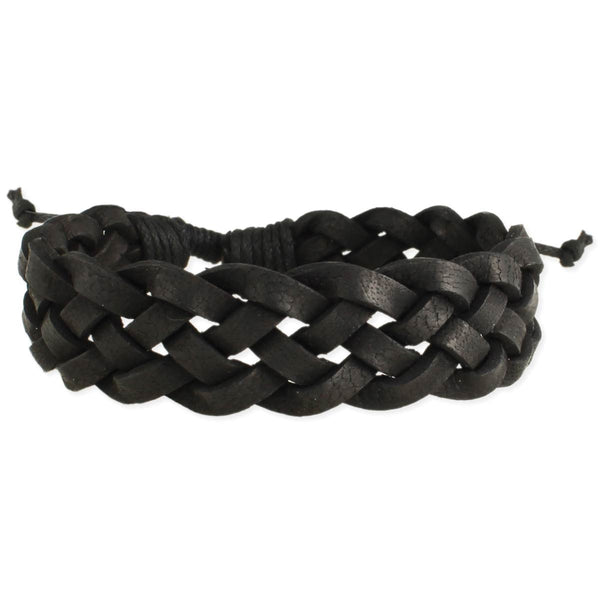 Men - Hang Tough Braided Black Leather Men's Bracelet - Girl Intuitive - zad -