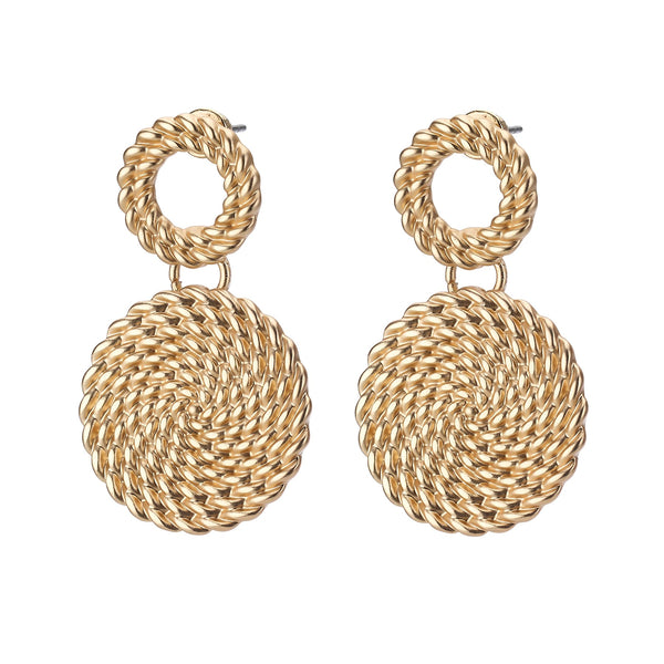 earrings - Braided Metal Stud Drop Earrings - Girl Intuitive - Island Imports - Gold / Metal