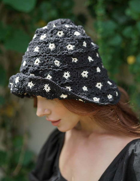 hat - Brunna Flora Crochet Hat in Black - Girl Intuitive - Girl Intuitive -