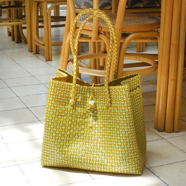 Bags - Brunna Yellow TOKO Recycled Woven Beach Bag - Girl Intuitive - Brunna Co. -