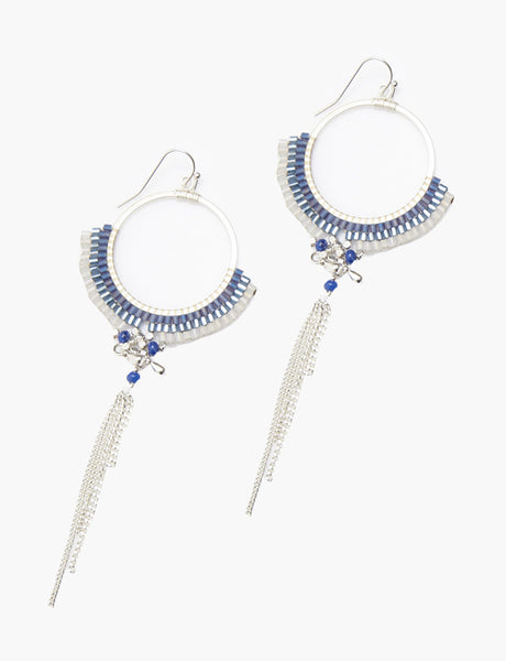 earrings - Chain Tassel Fan Drop Blue Earrings - Girl Intuitive - Nakamol -