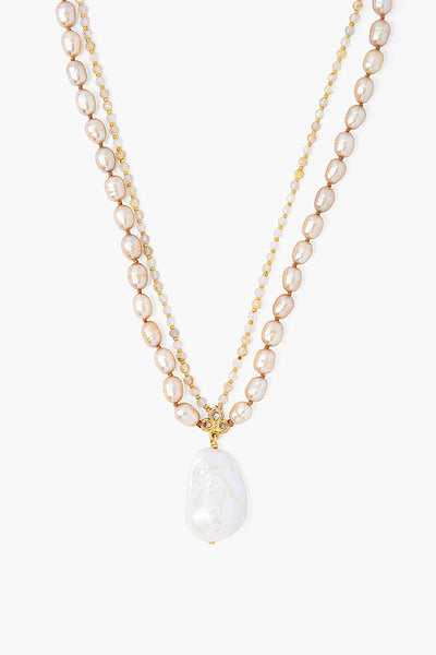 Necklace - Chan Luu Champagne Pearl Mix Baroque Pendant Necklace - Girl Intuitive - Chan Luu -